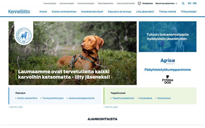 Screenshot of kennelliitto.fi