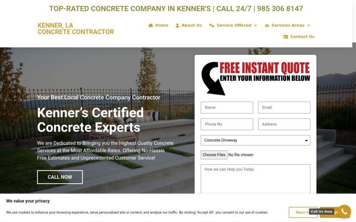 Screenshot of kennerconcretecompany.com