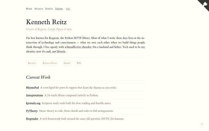 Screenshot of kennethreitz.org