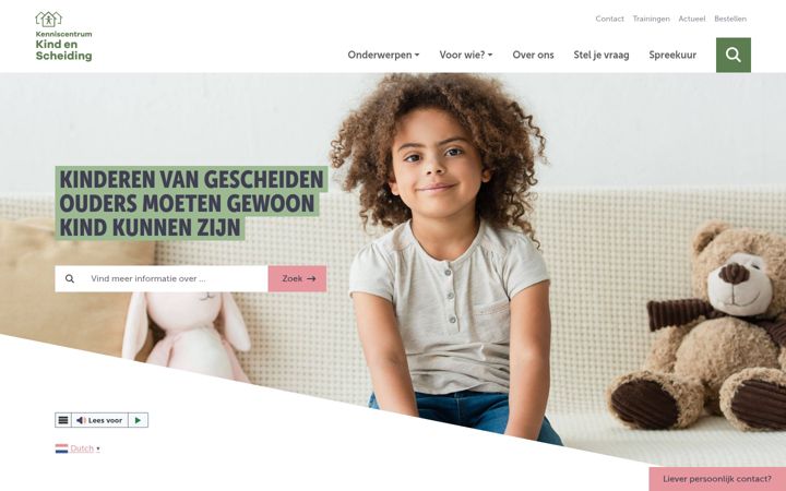 Screenshot of kenniscentrumkindenscheiding.nl