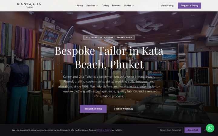 Screenshot of kennyandgitatailor.com