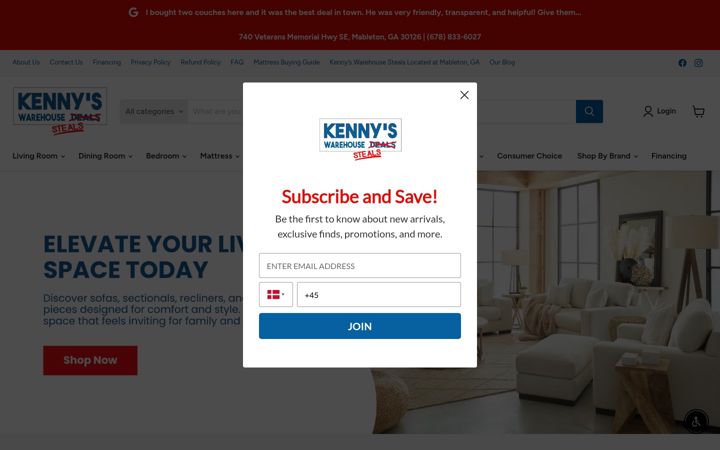 Screenshot of kennyswarehousesteals.com