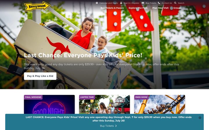 Screenshot of kennywood.com