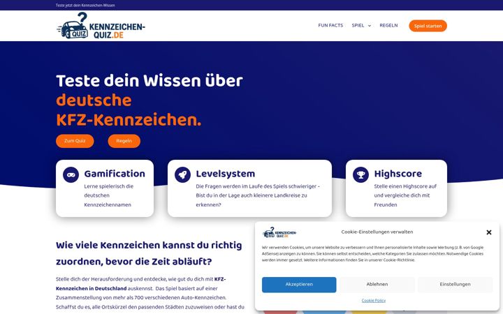Screenshot of kennzeichen-quiz.de
