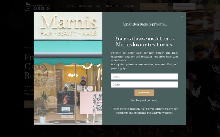 Screenshot of kensingtonbarbers.co.uk