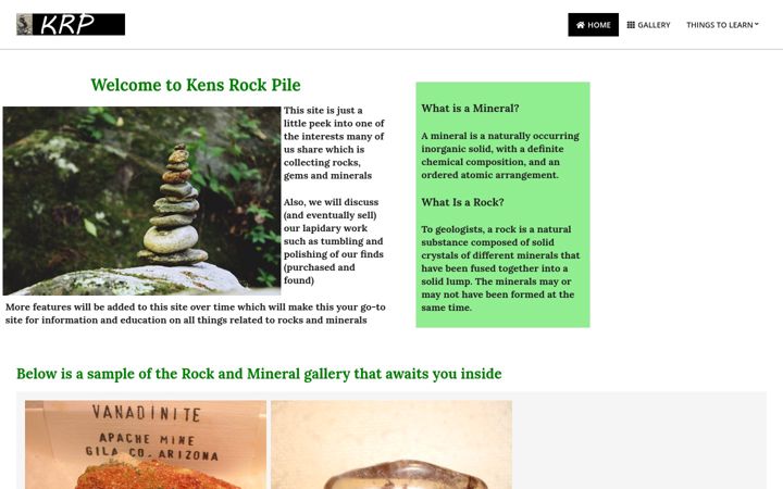 Screenshot of kensrockpile.com
