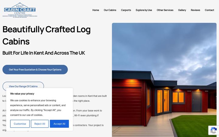 Screenshot of kentcabincraftcentre.co.uk