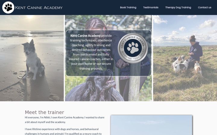 Screenshot of kentcanineacademy.co.uk