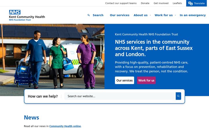 Screenshot of kentcht.nhs.uk