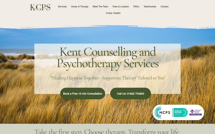 Screenshot of kentcounsellingandpsychotherapyservices.co.uk