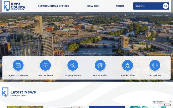 Kuvakaappaus sivustosta kentcountymi.gov