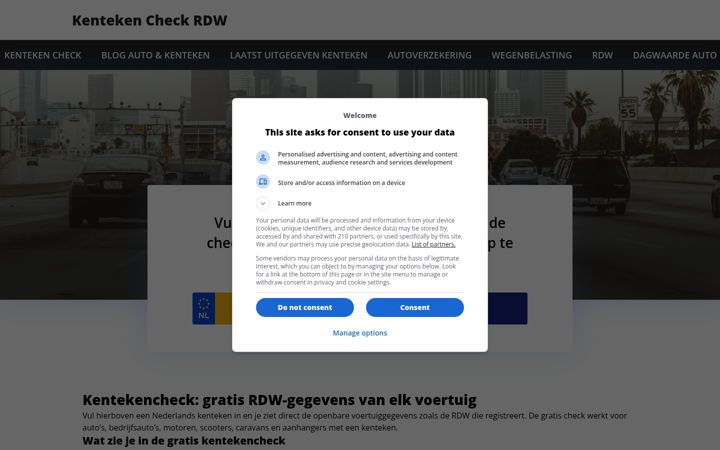 Screenshot of kentekenrdw.com