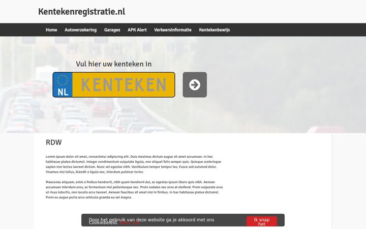 Screenshot of kentekenregistratie.nl