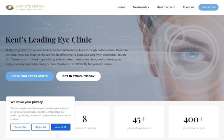 Screenshot of kenteyecentre.co.uk