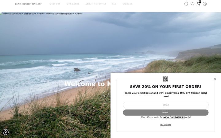 Screenshot of kentgordonfineart.com
