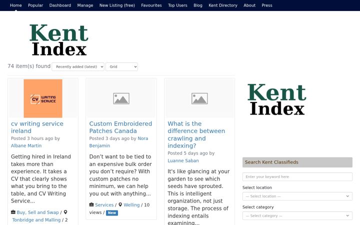 Screenshot of kentindex.com
