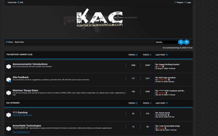 Screenshot of kentuckyarmoryclub.com