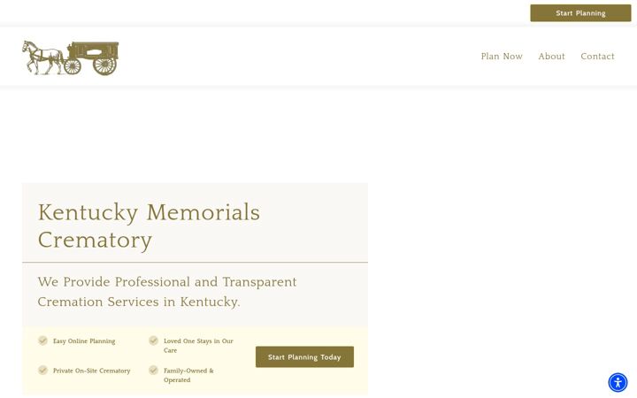 Screenshot of kentuckymemorialscrematory.com