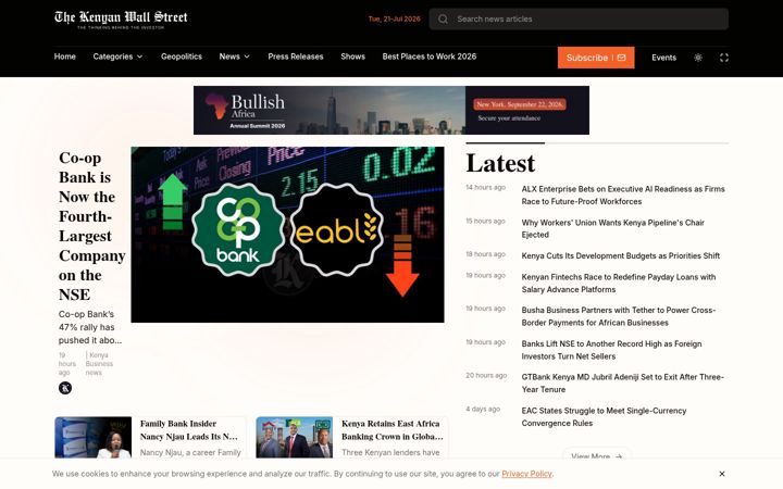 Screenshot of kenyanwallstreet.com