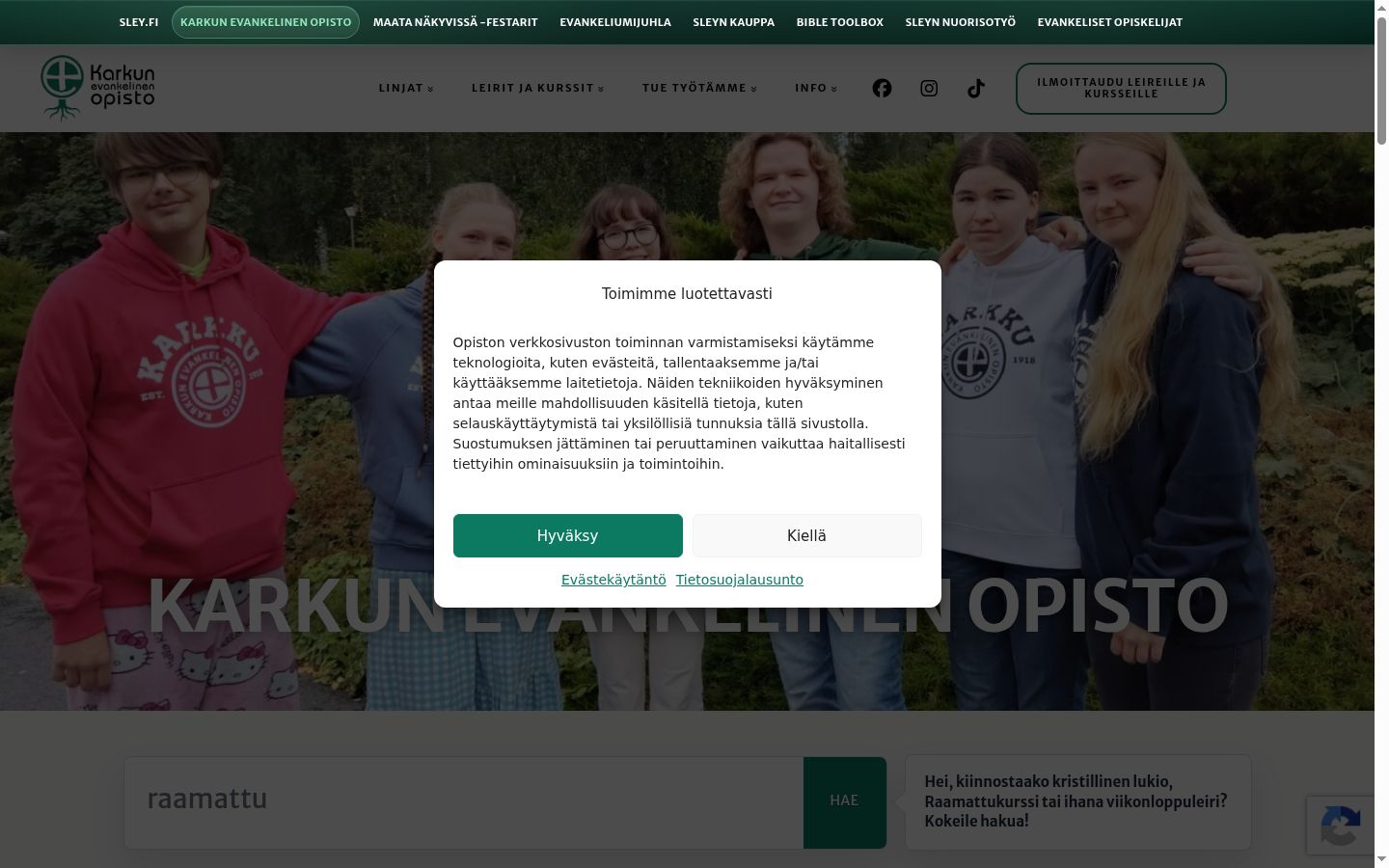 Screenshot del banner di consenso mostrato prima di qualsiasi interazione