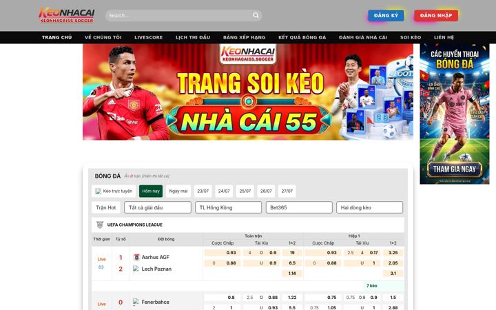 Screenshot of keonhacai55.soccer