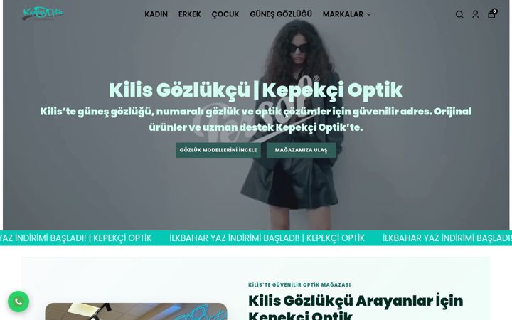 Screenshot of kepekcioptik.com