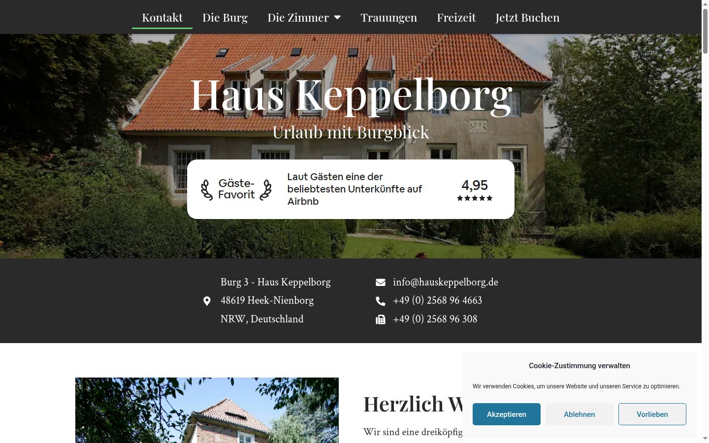 Screenshot des Einwilligungsbanners vor jeglicher Interaktion
