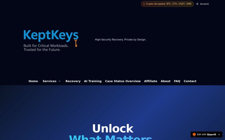 Screenshot of keptkeys.com