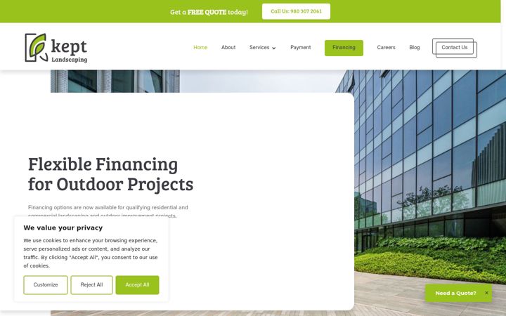 Screenshot of keptlandscaping.com