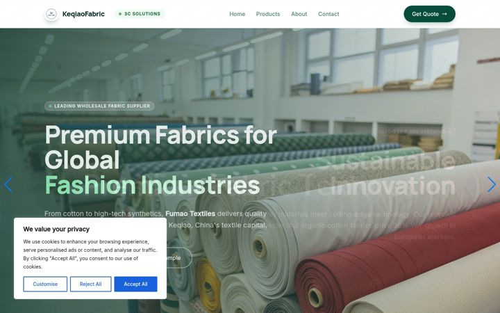 Screenshot of keqiaofabric.com