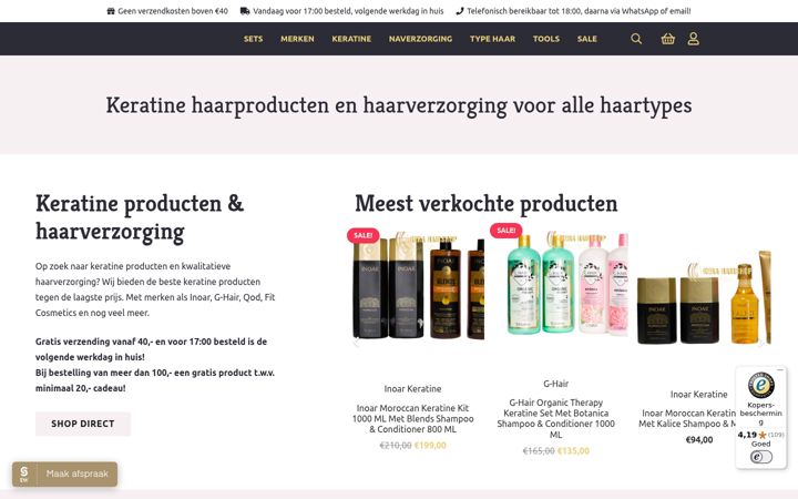 Screenshot of kerahairshop.nl