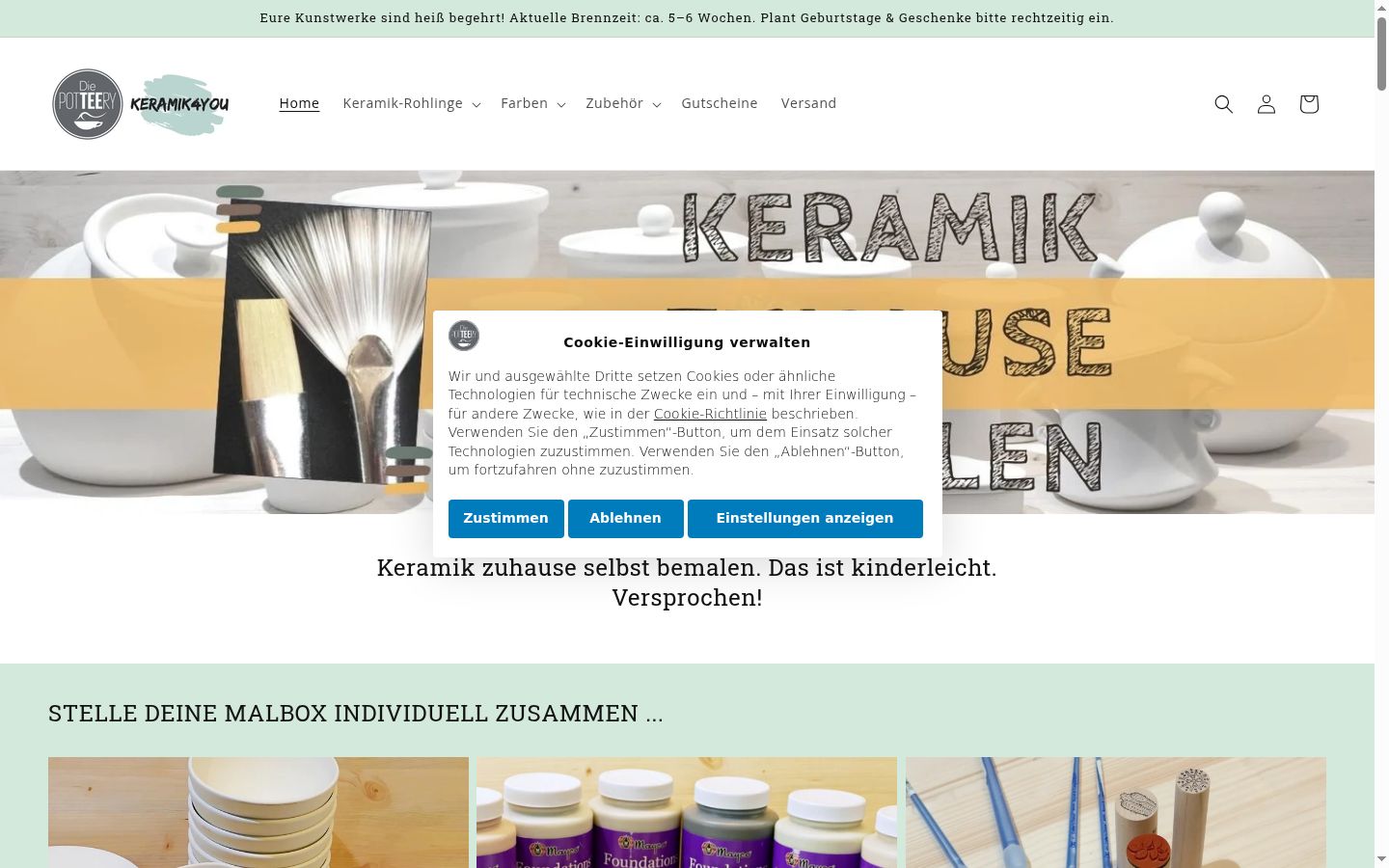 Screenshot del banner di consenso mostrato prima di qualsiasi interazione