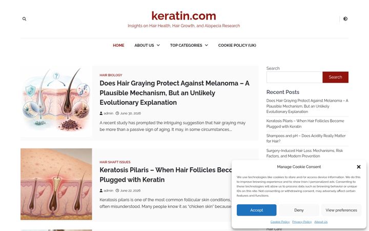 Screenshot of keratin.com