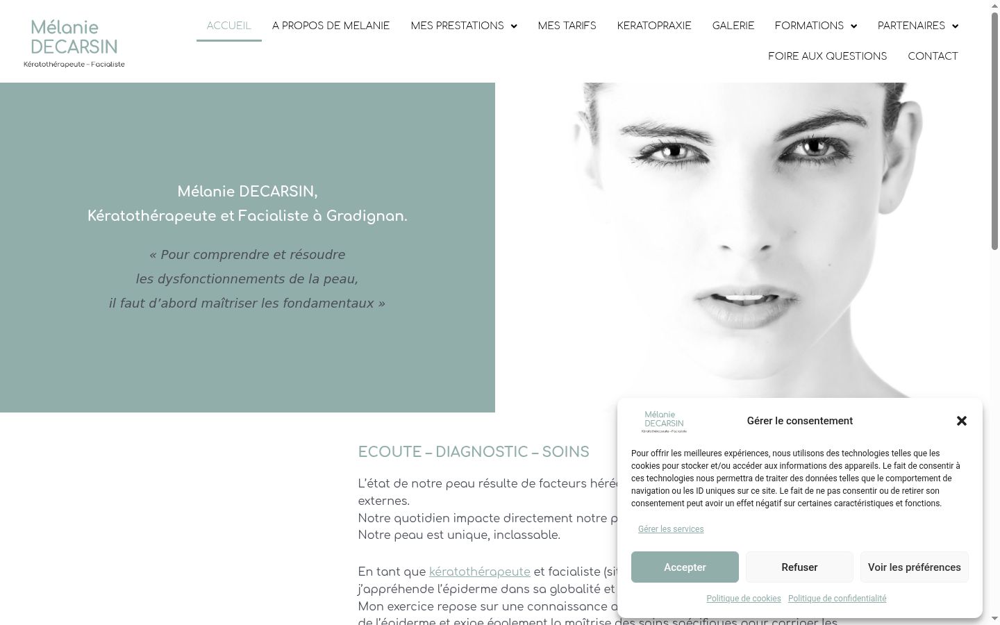 Captura de ecrã do banner de consentimento apresentado antes de qualquer interação