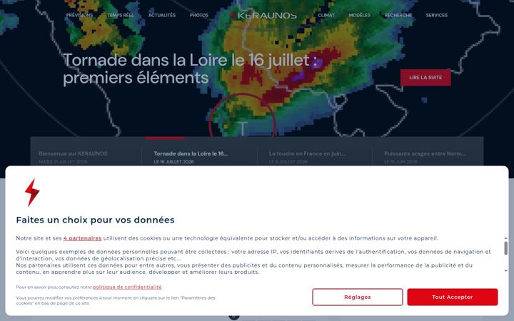 Screenshot of keraunos.org