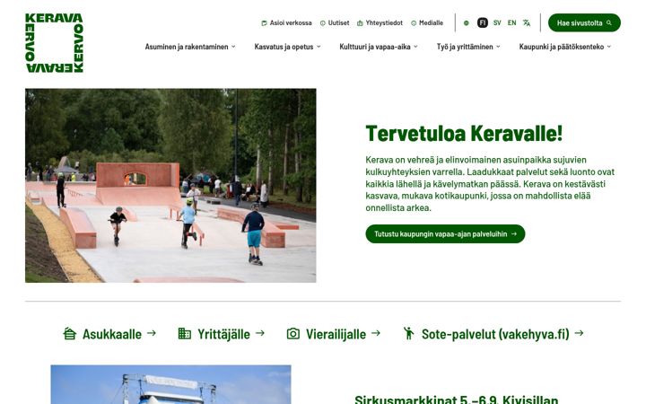 Screenshot of kerava.fi