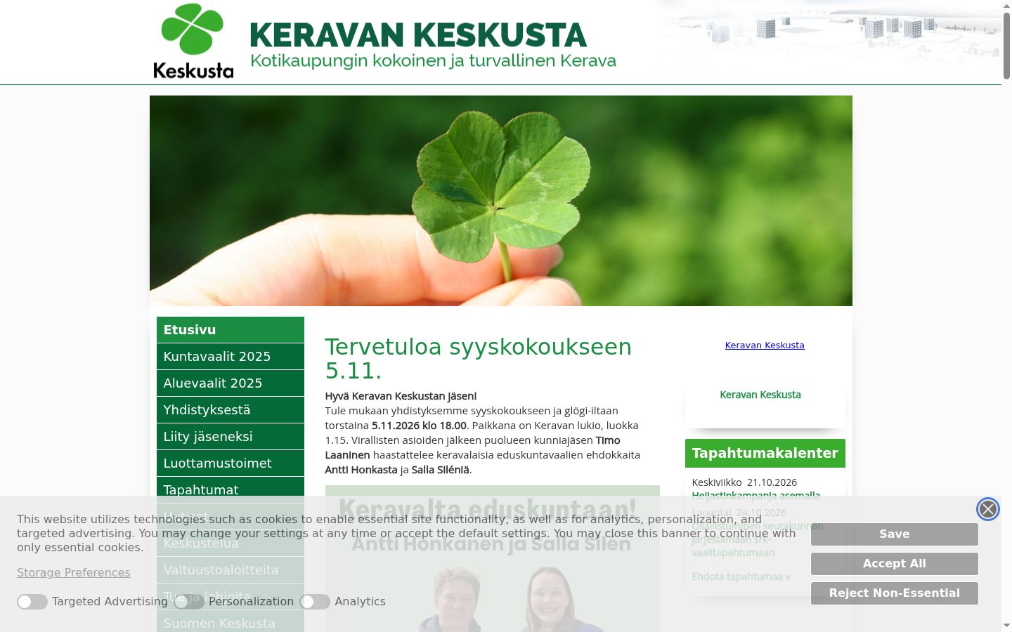 Kuvakaappaus suostumusbannerista, joka näytettiin ennen mitään vuorovaikutusta