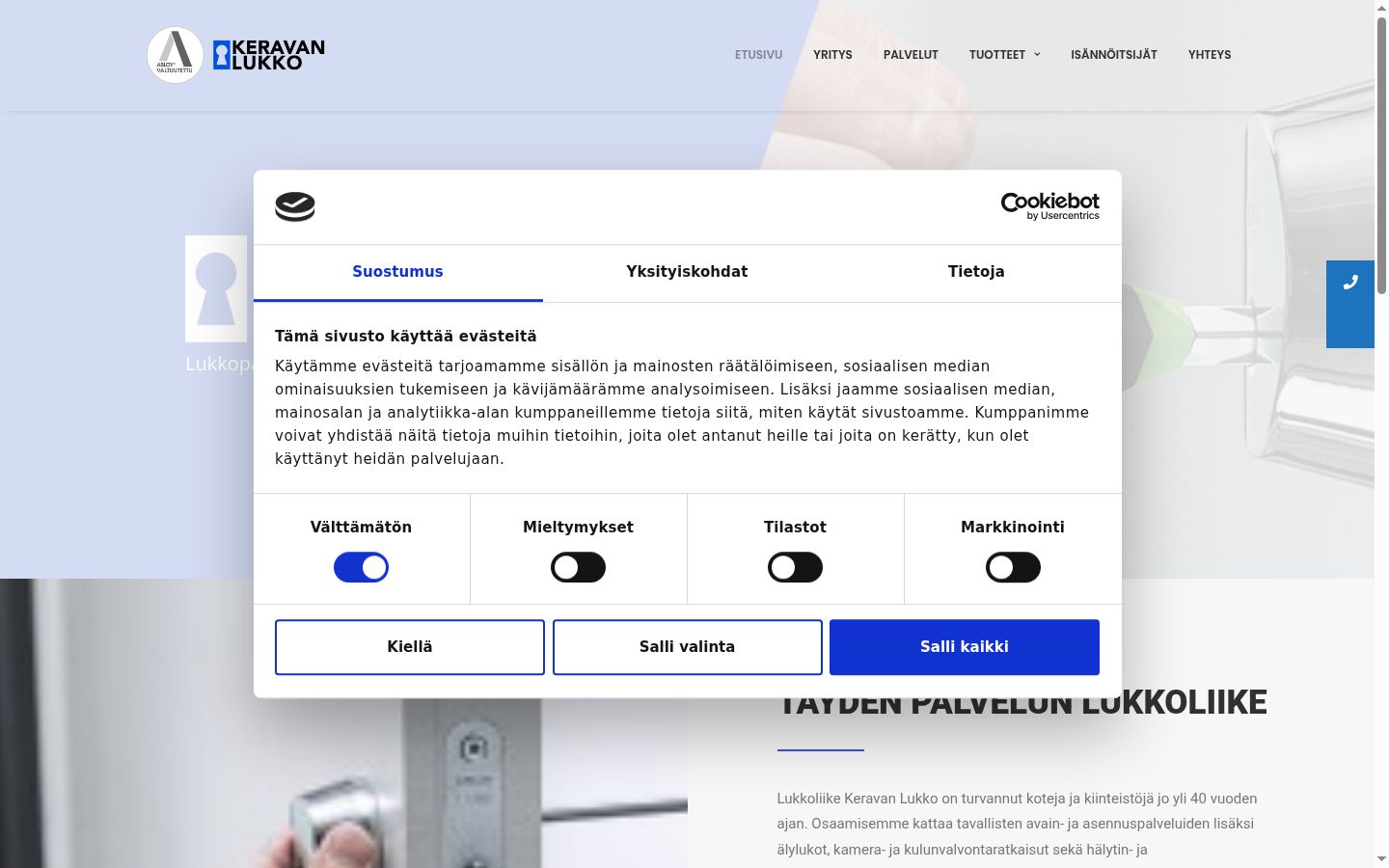 Screenshot tal-banner tal-kunsens muri qabel kwalunkwe interazzjoni