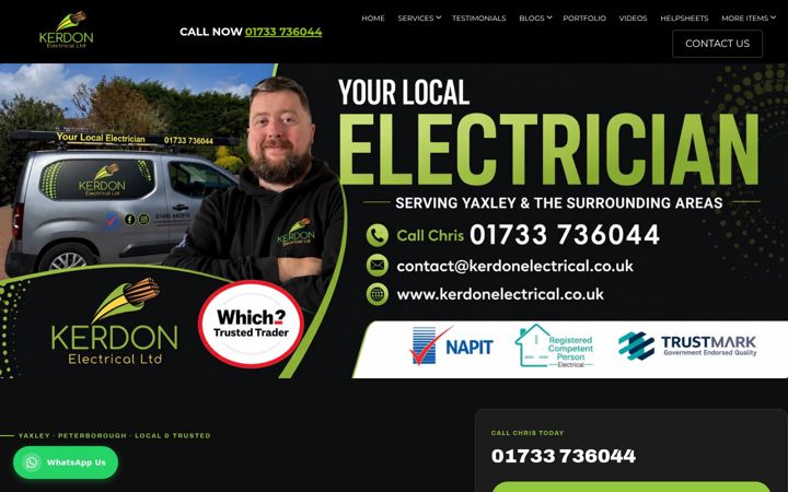 Screenshot of kerdonelectrical.co.uk