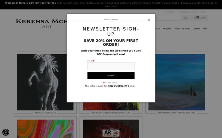 Screenshot of kerensamckieart.com