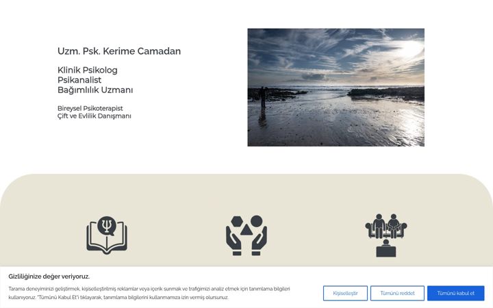 Screenshot of kerimecamadan.com