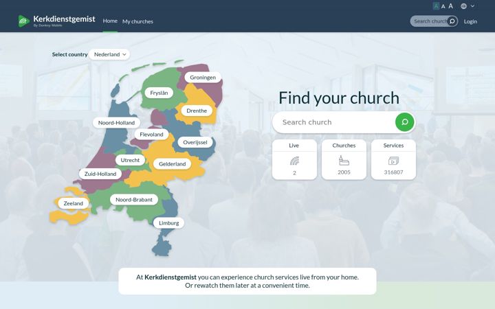 Screenshot of kerkdienstgemist.nl