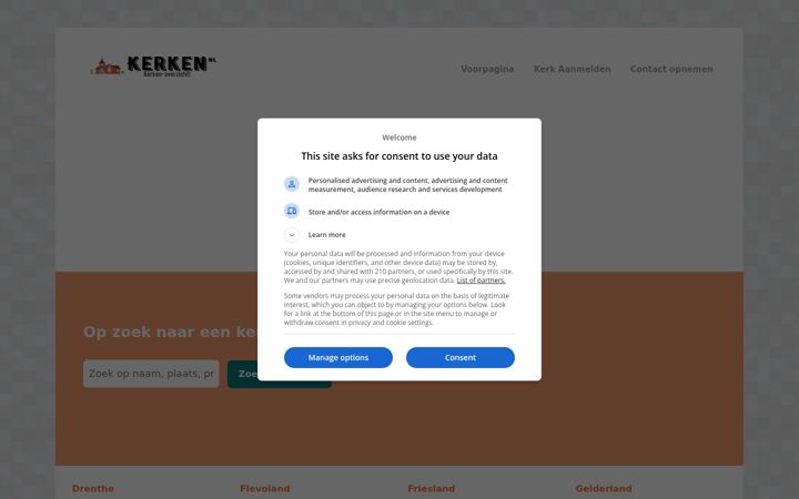 Screenshot of kerken-overzicht.nl