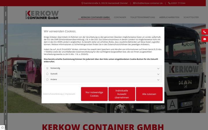 Screenshot of kerkow-container.de
