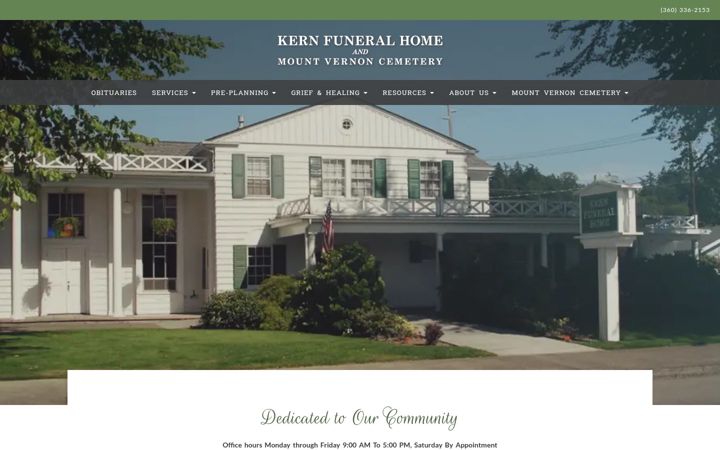 Screenshot of kernfuneralhome.com
