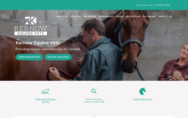 Screenshot of kernowequinevets.com