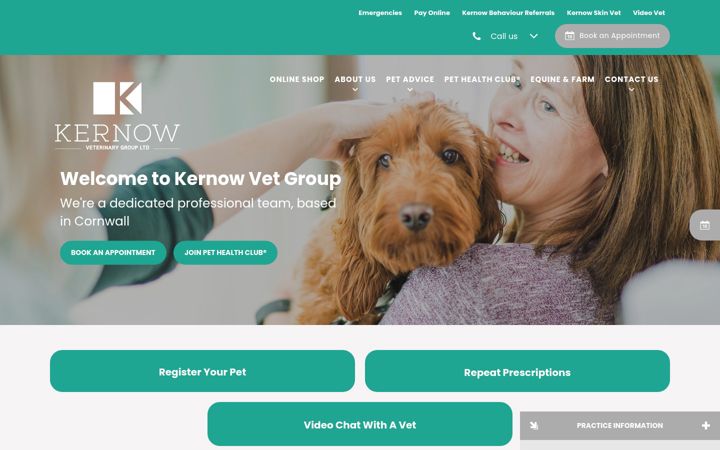Screenshot of kernowvetgroup.com