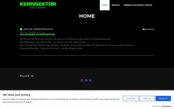 Screenshot of kernsektormusicevents.com