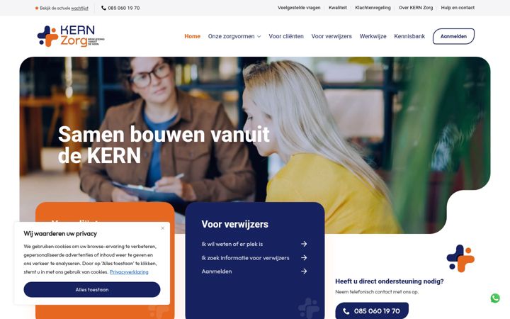 Screenshot of kernzorg.nl