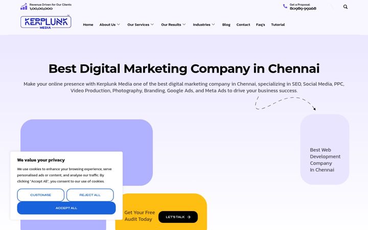 Screenshot of kerplunkmediachennai.com